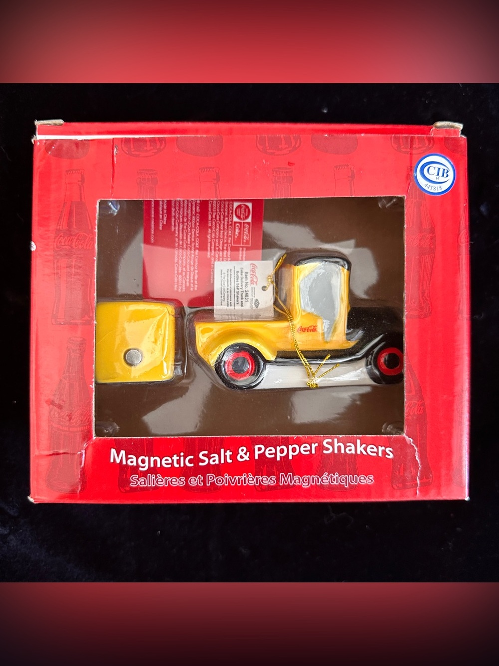 Yellow & Black Vintage Tractor Truck Magnetic Salt & Pepper Set